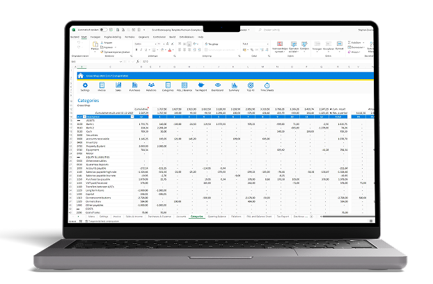 Bookkeeping cleanup shown on a laptop
